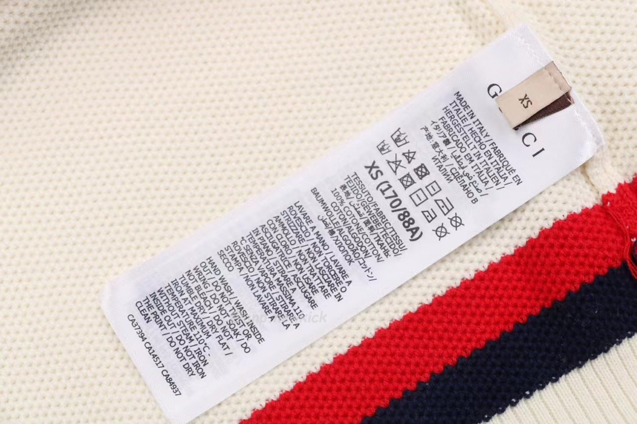 Gucci Logo Appliqued Striped Cotton Polo Shirt (5) - www.newkick.vip